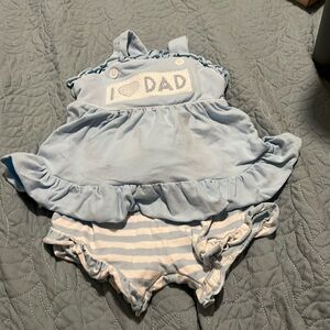 I love Dad knit smocked bloomer set 18m